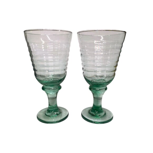 Libbey Sirrus Spanish Green Water, Iced Tea Goblets, Glasses, 7 3/8" T, Set of 2 - Picture 2 of 7